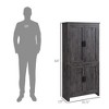 64" 4-Door Kitchen Pantry, Freestanding Storage Cabinet with 3 Adjustable Shelves for Kitchen - 3 of 4