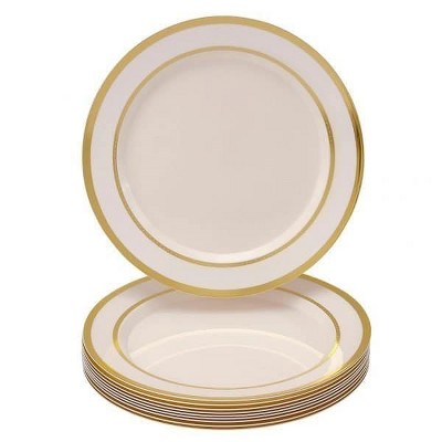 Silver Spoons Elegant Disposable Plastic Plates for Party, Heavy Duty Disposable Plate Set, (10 PC) - Ritz