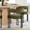 7-Piece Round Dining Table Set with 6 Upholstered Chenille Chairs, 52” Modern Pedestal Table with Metal Leg Dining Chairs for Kitchen-Maison Boucle - 2 of 4