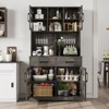 Buenhomino 71" Kitchen Pantry Cabinet with Power Outlet, Large Kitchen Storage Cabinet with Door & Shelves & 2 Drawers, Tall Farmhouse Hutch - 2 of 4