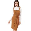 INSPIRE CHIC Women's Classic Button Decor Slim Fit Sleeveless Tie Waist Pinafore Overall Dress - 2 of 4