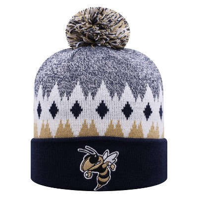 NCAA Georgia Tech Yellow Jackets Men's Jagged Knit Cuffed Beanie with Pom