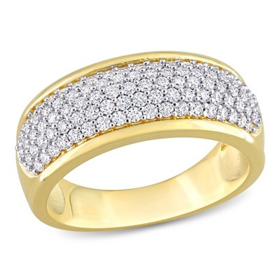 EVERLY JEWELRY | Yellow Plated Sterling Silver 3/4 ct DEW Created White Moissanite Semi-Eternity Ring