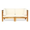 Christopher Knight Home Oana Outdoor Acacia Wood Loveseat with Cushions - 2 of 4