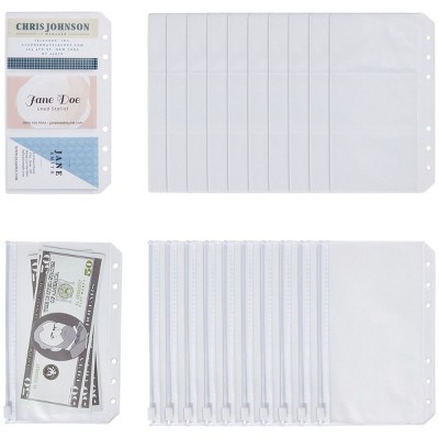 Okuna Outpost 30 Piece Set A6 Binder Pockets for Cards & Zippered Cash Envelopes for 6-Ring Wallet Planner