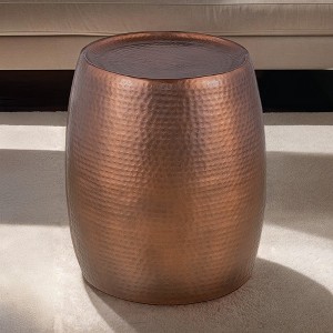18" Aluminum Modern End Table with Hand-Hammered Texture and Oval Finish for Living Room - 1 of 4