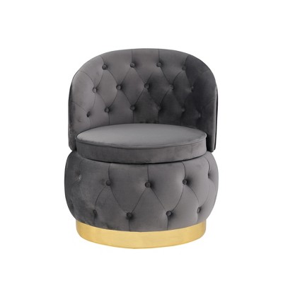 360° Swivel Barrel Accent Chair with Storage, Velvet Round Club Chair for Living Room, Bedroom, Office