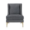 Chenille Fabric Upholstery Plywood Metal Wingback Modern Luxury Accent Chair with Diamond-Stitched Back, Reversible Seat and Gold Finish Legs - 2 of 4