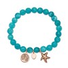 Chisel Stainless Steel Antiqued and Polished Rose IP-plated Starfish and Tree of Life 8mm Aqua Dyed Jade Beaded Stretch Bracelet - 3 of 4