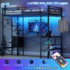 WOWLIVE Twin Size Loft Bed with Desk, Metal Frame Loft Bed with 2 Storage Drawers, LED Light and Charging Station - 3 of 4