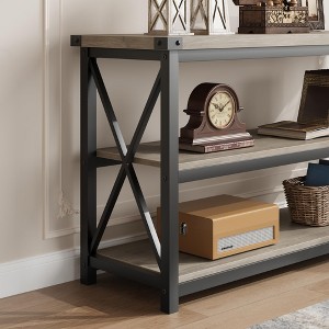 Jojoka 47 Inch Entryway Table, Narrow Long Console Table with Storage, 3 Tier Wood Sofa Table for Living Room, Industrial Behind Couch Table - 1 of 4