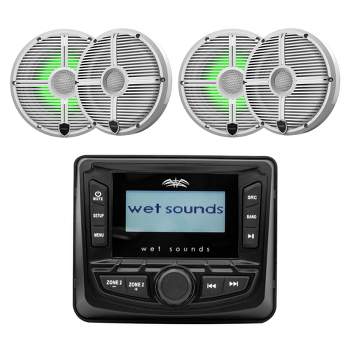 Wet Sounds WS-MC-5 AM/FM Stereo + 2 Pairs RECON 6 XW-W RGB LED 6.5" Speakers