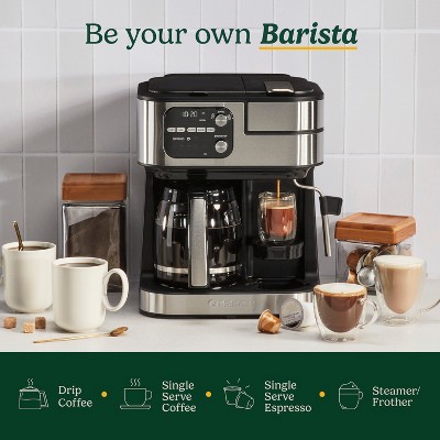 Silver Stainless Steel 12-Cup Coffee Machine with Steam Wand