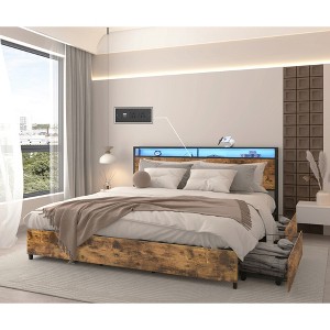King Size Bed Frame with Storage Headboard and Charging Station - 1 of 4