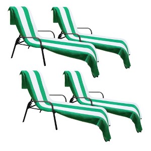 Cabana Striped Cotton Standard Size Towel/ Chaise Lounge Chair Cover Set by Blue Nile Mills - 1 of 4
