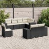 vidaXL Patio Sofa Set with Cushions Black and Cream Poly Rattan - With Table - 2 of 4