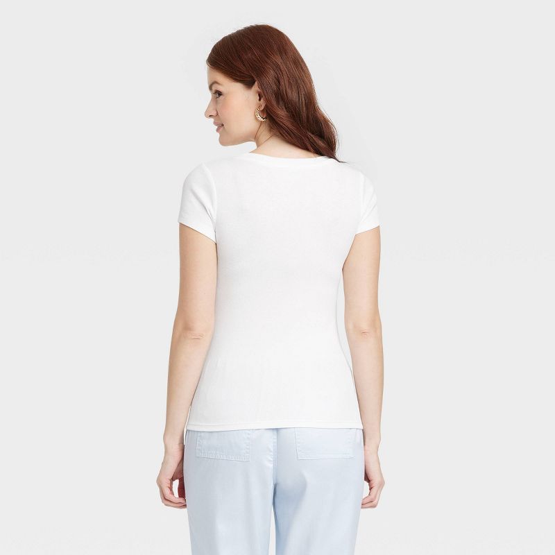 Women's Slim Fit Short Sleeve Ribbed Scoop Neck T-Shirt - A New Day™, 3 of 8