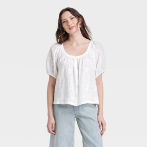 Women's Puff Short Sleeve Blouse - Universal Thread™ - 1 of 3