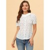 Allegra K Women's Floral Pleated Collar Puff Sleeves Button Down Shirt - 2 of 4