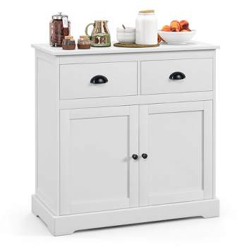 Costway Kitchen Buffet Storage Cabinet with 2 Doors 2 Storage Drawers Anti-toppling Design