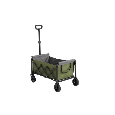 DOMETOUR Lightweight Folding Beach Wagon with Wheels - Heavy Duty Utility Cart for Grocery, Camping, Sports, Garden - Large Capacity - Army Green