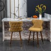 Faux Leather Tufted Counter Stools Set of 2 with Nailhead Trim, Wing-Back, Solid Wood Legs, and Gold Footrest for Kitchen or Dining Area - 3 of 4