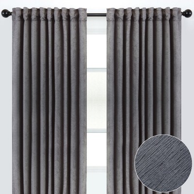 Dark Gray Polyester Blackout Window Curtain Panels, 52 x 96 Inches