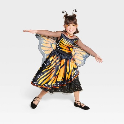 Kids&#39; Monarch Butterfly Halloween Costume Dress with Headpiece S - Hyde &#38; EEK! Boutique&#8482;