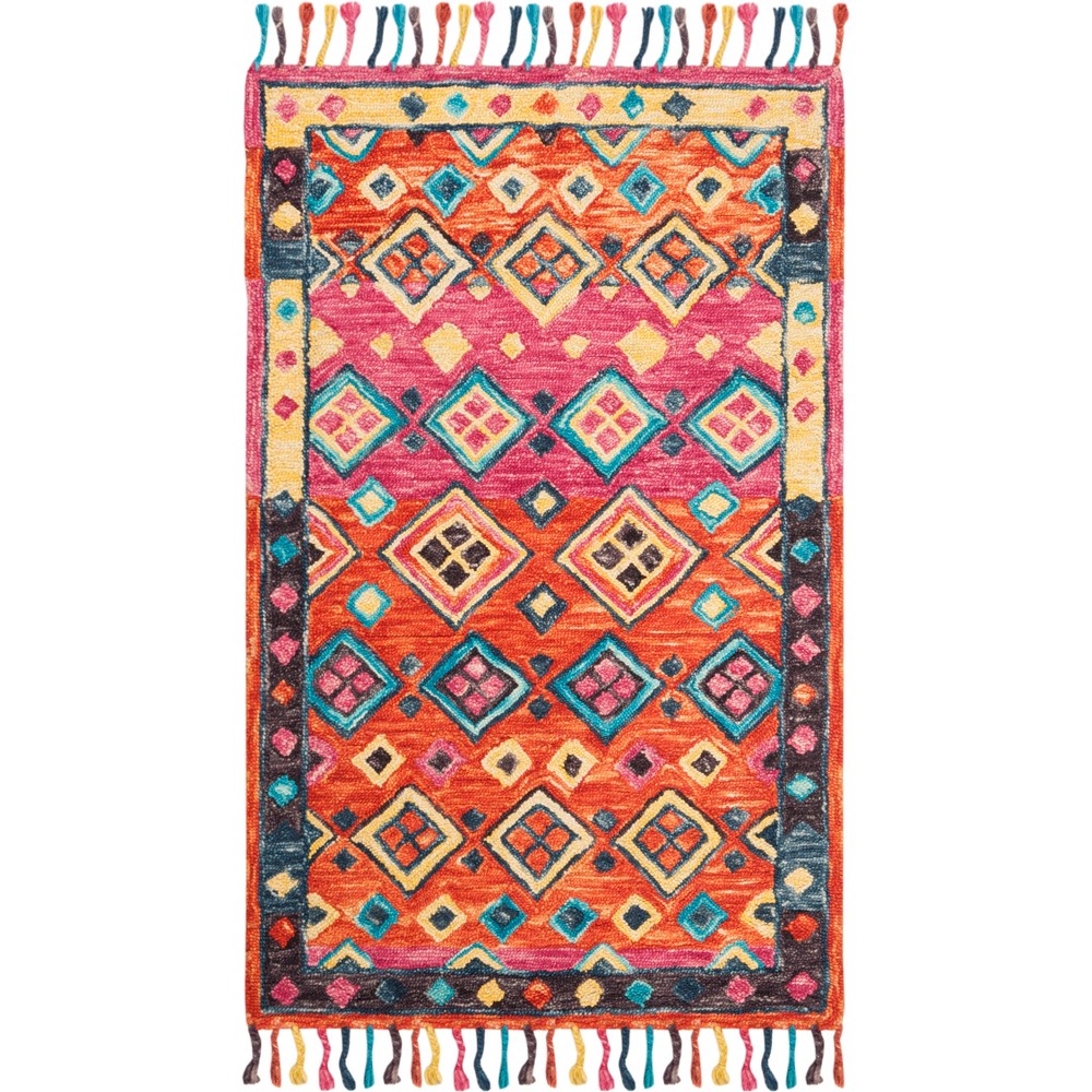 3'x5' Geometric Tufted Accent Rug Orange/Fuchsia - Safavieh