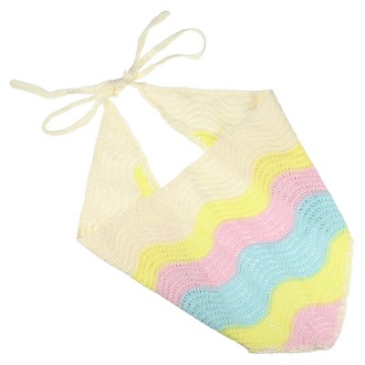 Unique Bargains Women's Fashion Knitted Hollow Triangle Headwrap 26.38"x11.02" Yellow 1 Pc