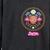 Women's - Barbie - Barbie Crest Full Color Lightweight French Terry Wide Neck Long Sleeve Graphic Shirt - 2 of 4