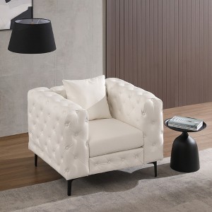 Faux Leather Accent Chair with Deep Button for Living Room -Morden Fort - 1 of 4