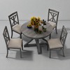 5-Piece Extendable Dining Table Set, Round to Oval Solid Wood Kitchen Table with 4 Upholstered Chairs, Farmhouse Dining Room Furniture - 4 of 4