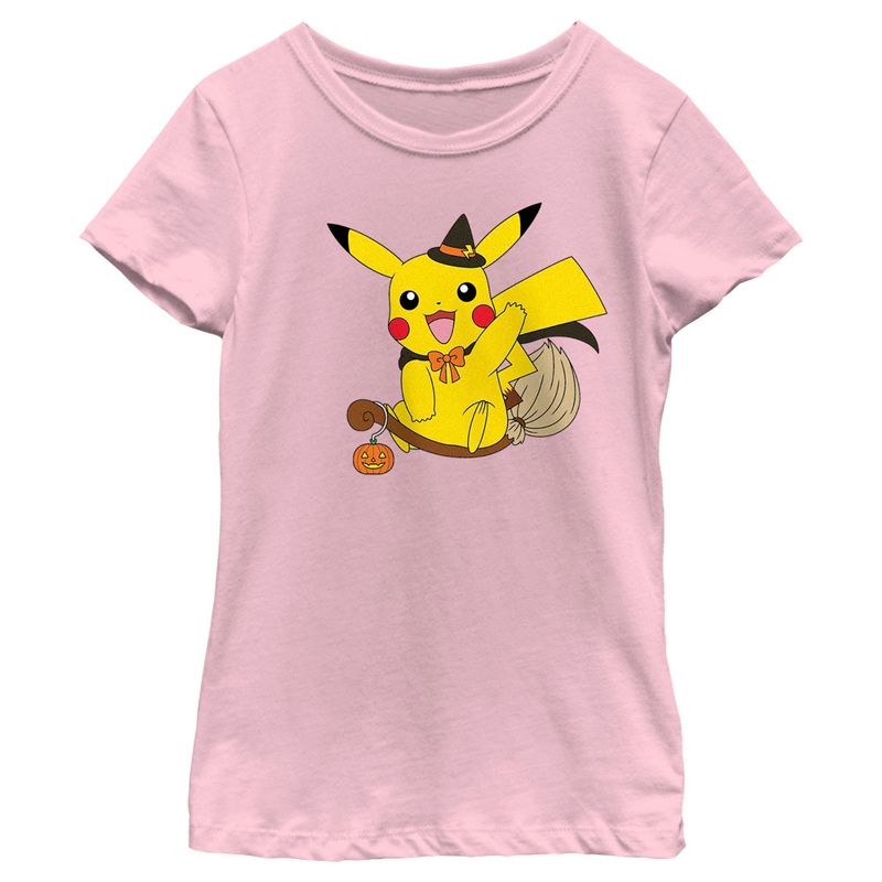 Girl's Pokemon Halloween Pikachu Witch Costume T-Shirt, 1 of 5