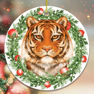Christmas Wreath Tiger Ornament| OrnamentallyYou - 1 of 4
