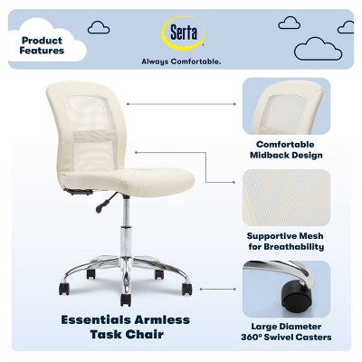 Cream Faux Leather and Mesh Swivel Ergonomic Task Chair
