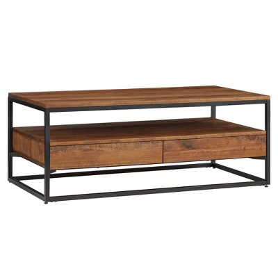 Felicia Rustic Industrial Metal/Wood Cocktail Table Brown - Inspire Q