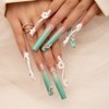 YEVYO Long Press On Nails - Square Rhinestone 3D Flower Full Cover for Women and Girls On Fake Nails - Blue - 10 Pcs - 4 of 4