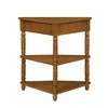 LIVAREEmlen 33.8'' Small Triangle Corner Table, Wood Corner Side Table for Small Spaces, 3 Tier End Corner Table with Solid Wood Legs, Brown - 4 of 4