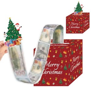 Christmas Money Pull Box with Tree Card, Cash Gift Holder with Transparent Bags for Xmas & New Year Party Supplies - 1 of 3