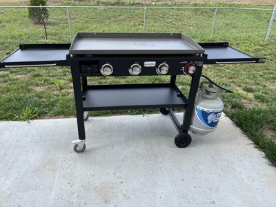 Razor Griddle 37 Inch Outdoor Steel 4 Burner Propane Gas Grill Griddle With  Wheels And Top Cover Lid Folding Shelves For Home Bbq Cooking, Black :  Target