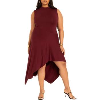 ELOQUII Women's Plus Size Asymmetrical Hem Jersey Dress