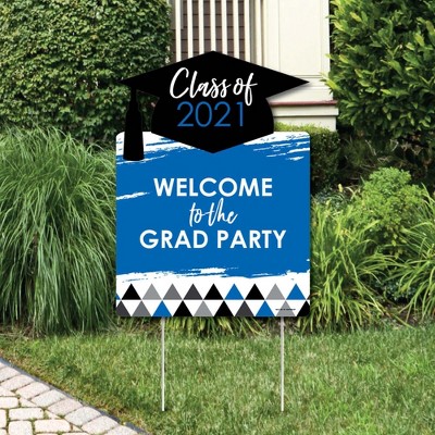 Big Dot of Happiness Blue Grad - Best is Yet to Come - Party Decorations - Royal Blue 2021 Graduation Party Welcome Yard Sign