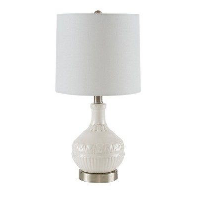 20.5" Textured Ceramic Table Lamp White