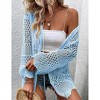 Womens Cardigan Spring Tops Sheer Lightweight Summer Cardigan Beach Cover Up Tops V Neck Lantern Sleeve Sweater Cardigan - 3 of 4