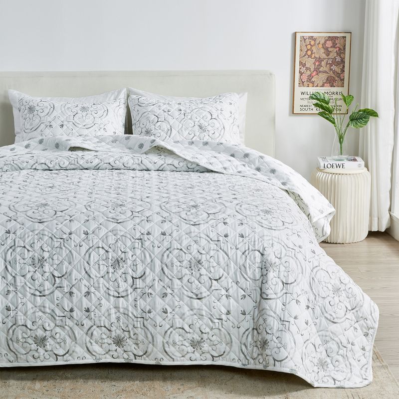 Reversible Floral Quilted Coverlet Set with Shams, 1 of 7