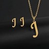 Initial Letter Pendant Necklace Earrings Set for Women Gold Plated Stainless Steel by Ginger Lyne - 2 of 4