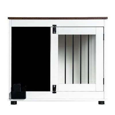 NicBex 31.5Inch Dog Crate Furniture Modern Decorative Dog Cage with 2 Doors,End Table Dog Cage Indoor Use,White+Vintage