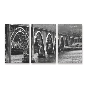 Trademark Fine Art Susan Vizvary Photography Oregon Bridge in Black and White 3 Piece Panel Set Art - 1 of 3