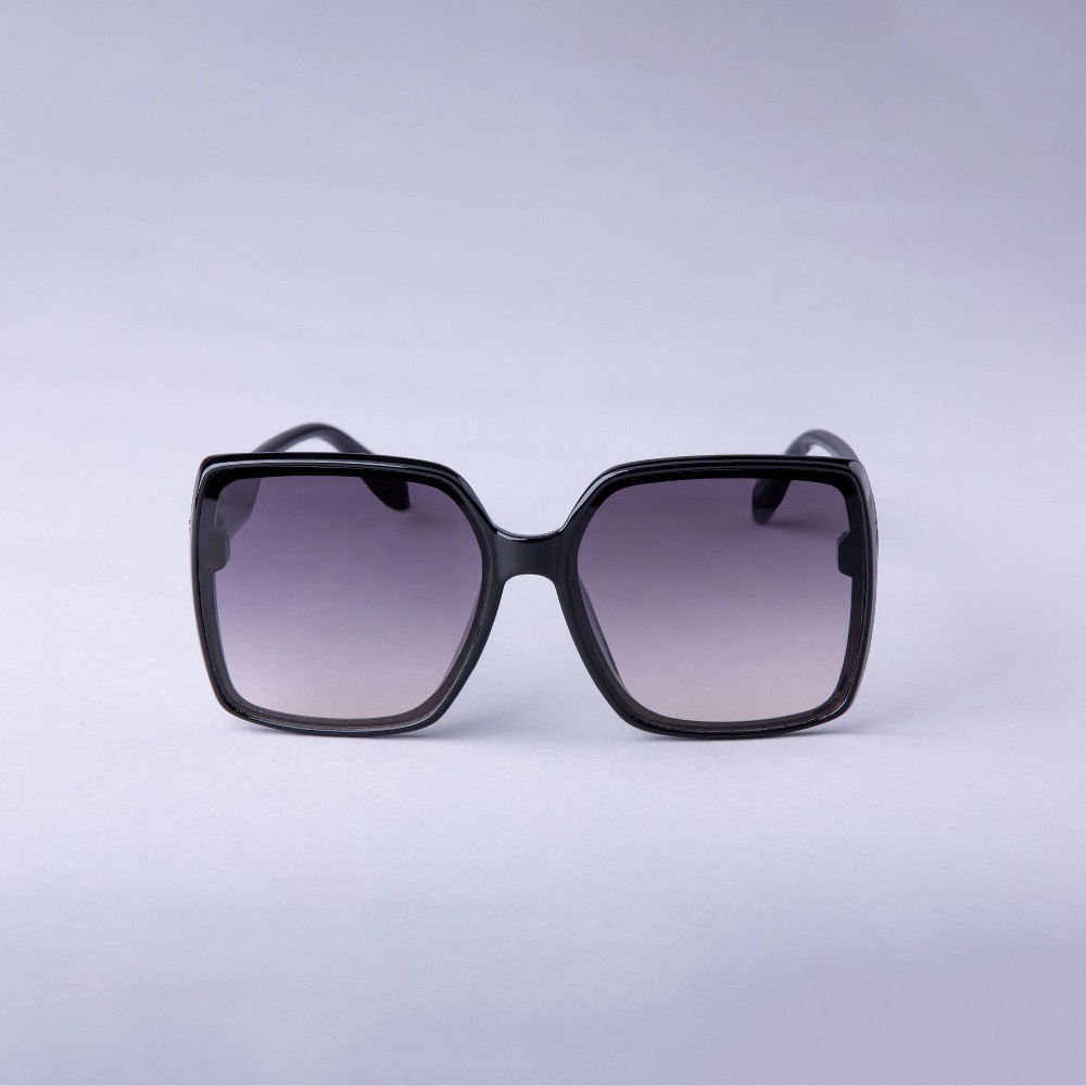 Women's Oversized Square Butterfly Sunglasses - A New Day™ Black: Maximum UV Protection, Recycled Plastic Frame